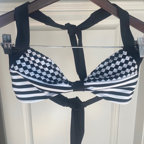 Kenneth Cole Reaction bathing suit top black white Medium - Picture 7 of 9
